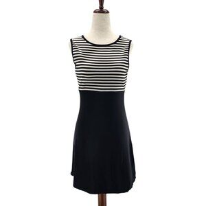 Vintage City Triangles Womens Small Dress Mini Stripe Black White Nineties Party